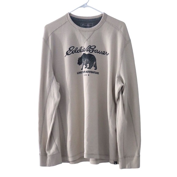 Eddie Bauer Other - EDDIE BAUER Sweatshirt Men XL Tan Outdoor Thermal Pullover Hiking Biking Walking